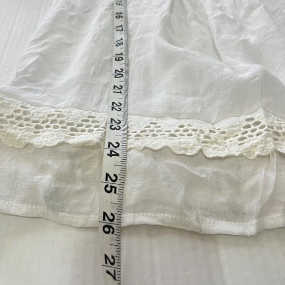 Y2K Babydoll Womens White Crochet Top Sz S Fairy Cottage Boho Peasant Coastal - Picture 5 of 7